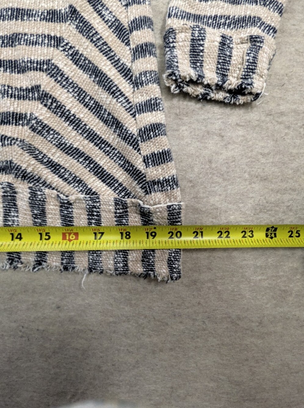 Soft Surroundings Cotton Beige Blue Stripe Boat Neck Boho Natural Petite Small - Picture 4 of 8